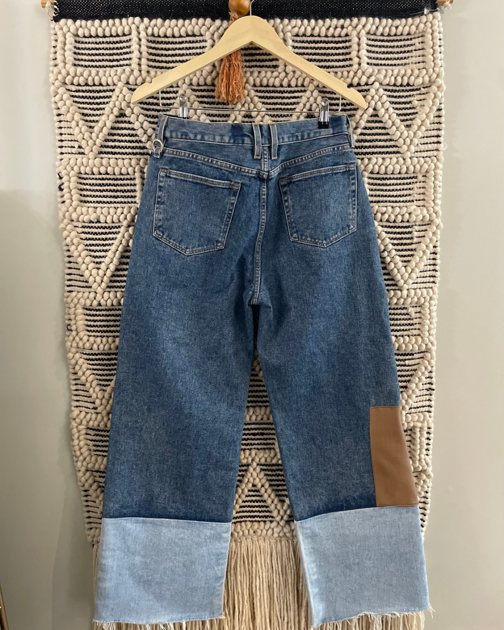 Born Yesterday Reworked Denim with Leather Panels