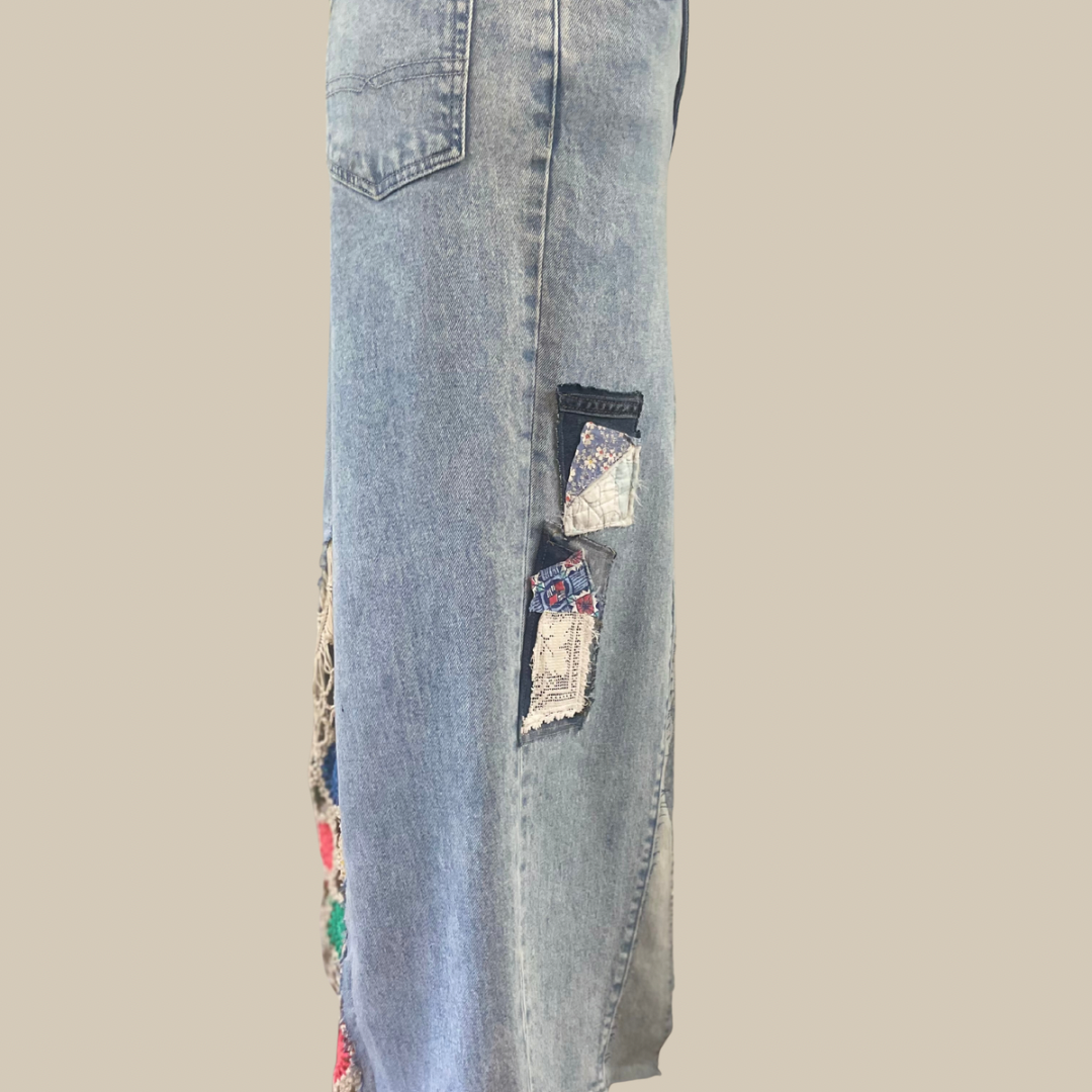 Patchwork Revival Denim Skirt