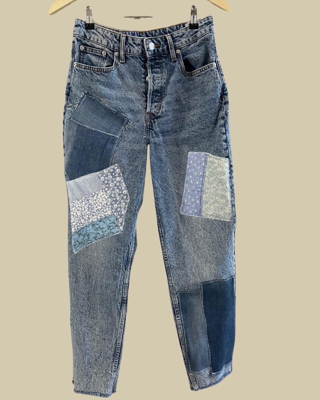Blue Meadow Patchwork Reworked Jeans
