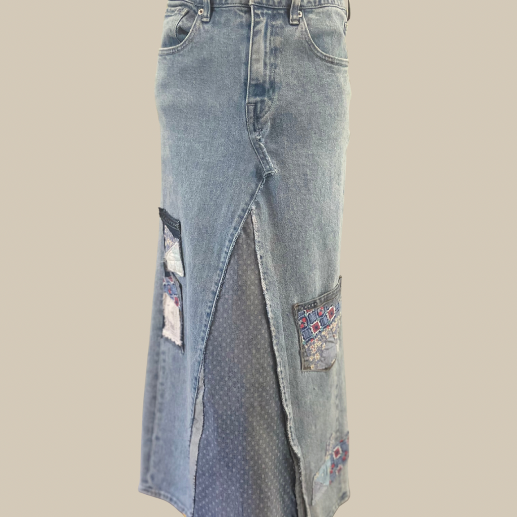 Patchwork Revival Denim Skirt