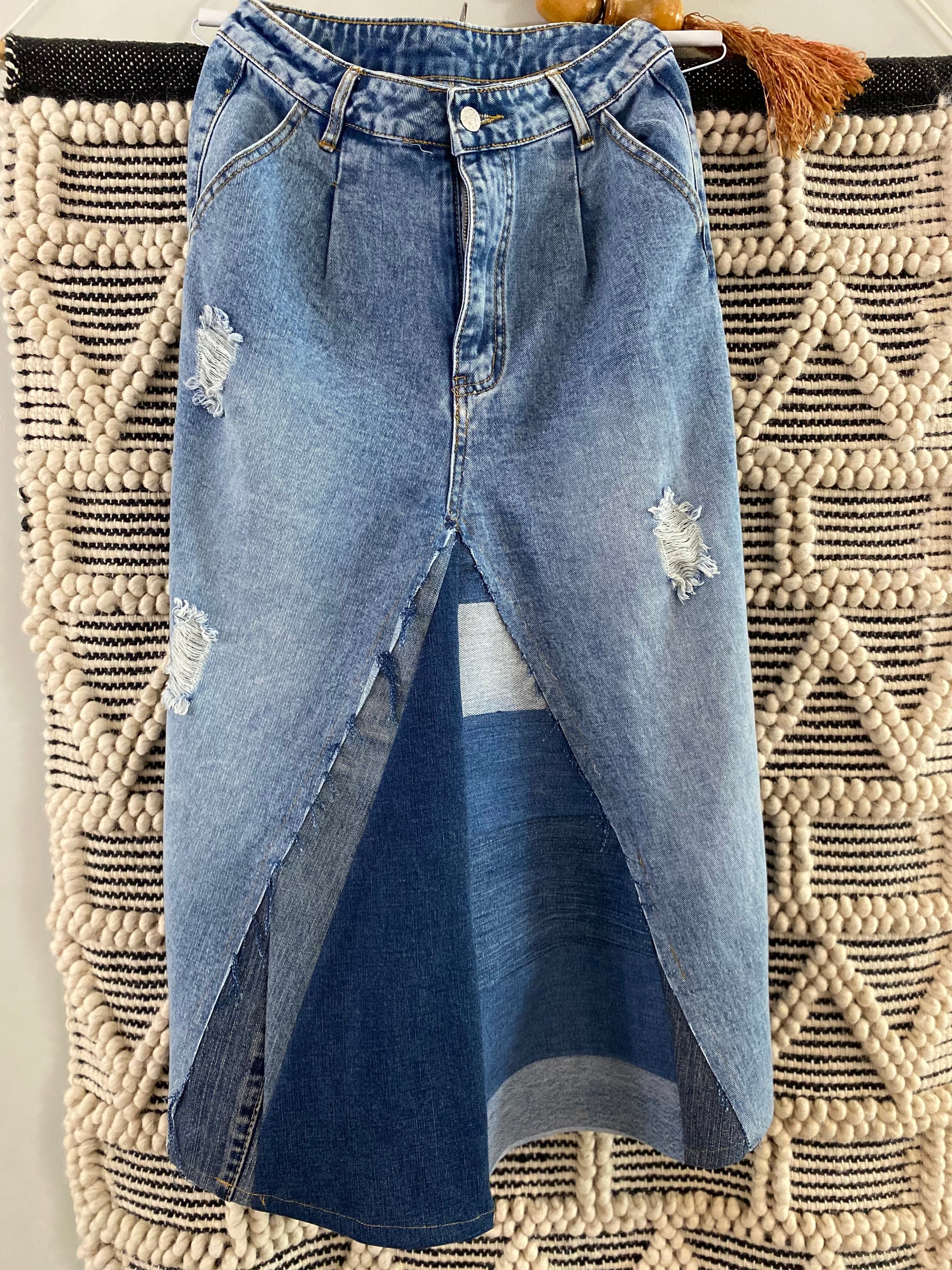 Split Decision Denim Skirt